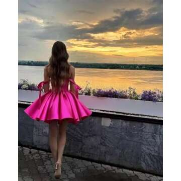 SHANDUAO Strapless Cocktail Party Gowns for Women Satin Prom Mini Dress Sweetheart Evening Party Gown Bow Shoulder Strap Wedding Dress for Women Burgundy-2