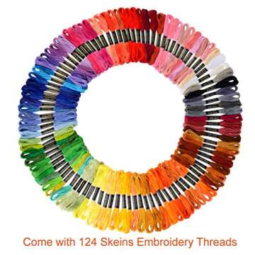 Paxcoo 124 Skeins Embroidery Floss Cross Stitch Thread with Needles