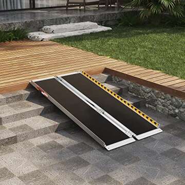 ORFORD Portable Wheelchair Ramp - 5FT, Non-Skid, Aluminum Ramp for Safe Mobility