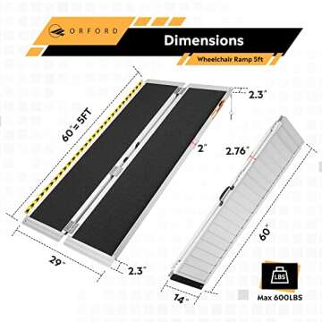 ORFORD 5FT Portable Wheelchair Ramp for Easy Access
