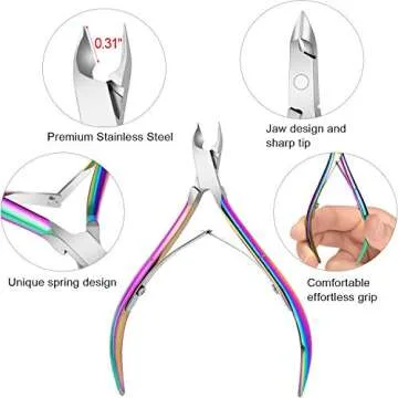 4 Packs Cuticle Nipper, Premium Stainless Steel Cuticle Trimmer for Manicure & Pedicure at Home/Spa/Salon [Gold and Rainbow Color]