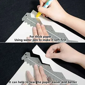 Sturdy Stainless Steel Paper Tearing Ruler 12'' - Ideal for Crafts