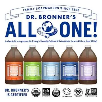 Dr. Bronner's - Organic Sugar Soap (Peppermint, 64 Ounce) - Made with Organic Oils, Sugar and Shikakai Powder, 4-in-1 Uses: Hands, Body, Face and Hair, Cleanses, Moisturizes and Nourishes, Vegan