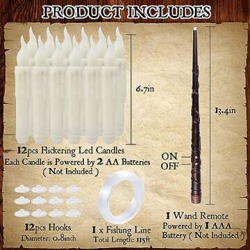 Runleo Christmas Decorations Floating Candles with Wand Remote Control, 12 Pcs Flameless LED Candle,...