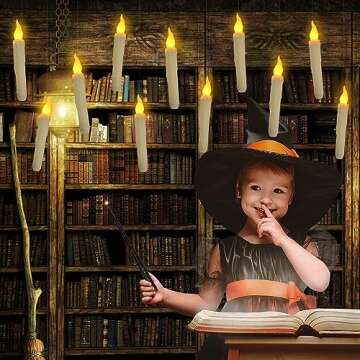 Runleo Christmas Decorations Floating Candles with Wand Remote Control, 12 Pcs Flameless LED Candle, Flickering Fake Candles Warm Lights for Home Church Party Table Wedding Indoor Outdoor Decor