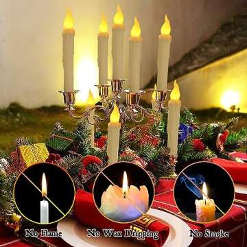 Runleo Christmas Decorations Floating Candles with Wand Remote Control, 12 Pcs Flameless LED Candle, Flickering Fake Candles Warm Lights for Home Church Party Table Wedding Indoor Outdoor Decor