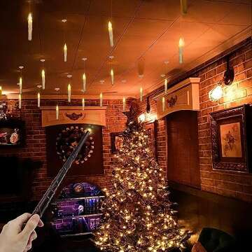 Runleo Christmas Decorations Floating Candles with Wand Remote Control, 12 Pcs Flameless LED Candle, Flickering Fake Candles Warm Lights for Home Church Party Table Wedding Indoor Outdoor Decor