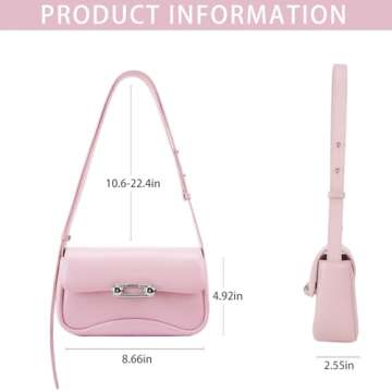 LAFESTIN Spilt Leather Shoulder Bag for Women with Adjustable Strap, Spacious Hobo Women's Crossbody Handbags Purses for Every Occasion, Sakura Pink