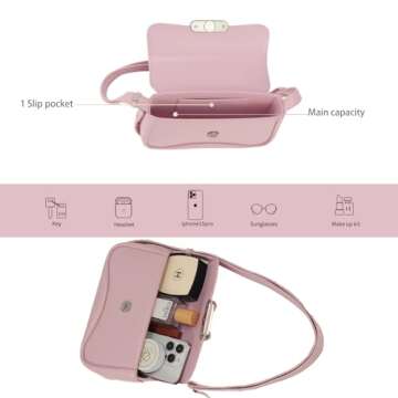 LAFESTIN Spilt Leather Shoulder Bag for Women with Adjustable Strap, Spacious Hobo Women's Crossbody Handbags Purses for Every Occasion, Sakura Pink