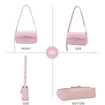 LAFESTIN Spilt Leather Shoulder Bag for Women with Adjustable Strap, Spacious Hobo Women's Crossbody Handbags Purses for Every Occasion, Sakura Pink