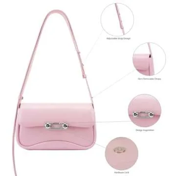 LAFESTIN Spilt Leather Shoulder Bag for Women with Adjustable Strap, Spacious Hobo Women's Crossbody Handbags Purses for Every Occasion, Sakura Pink