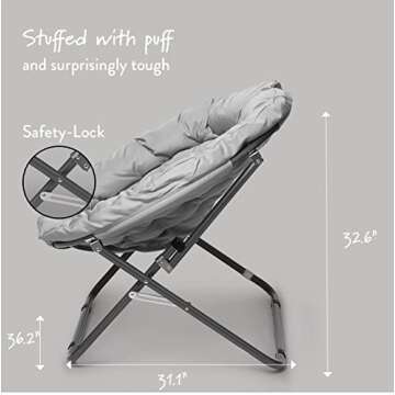 Urban Lifestyle Canvas Oversized Polycanvas Saucer Chair, Grey