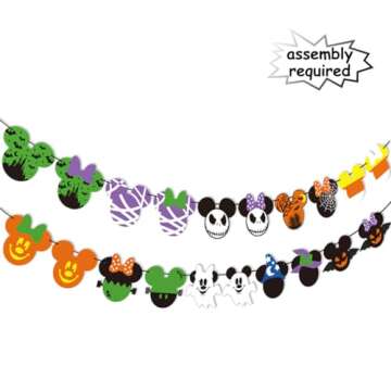 Mouse Inspired Halloween Garland Banner Mouse Halloween Decorations for Mouse Theme Halloween Party Birthday Party Decorations