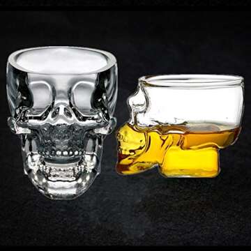 URMAGIC 4 Pcs Skull Shot Glasses, 2.5 Oz Crystal Skeleton Cup, Halloween Drinkware Supplies, Unique ...