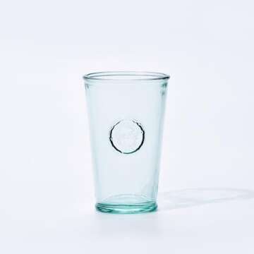 DESIGNED BY VSM Recycled Glass Drinking Glasses Set Of 6, 10oz Authentic Glass Drinking Glasses, Mad...