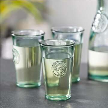 Eco-Friendly Recycled Glass Drinking Glasses Set of 6