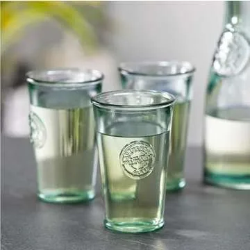 Eco-Friendly Recycled Glass Drinking Glasses Set of 6
