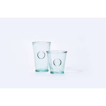 Eco-Friendly Recycled Glass Drinking Glasses Set of 6