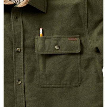 Men's Plaid Flannel Shirt with Corduroy Cuffs - Army