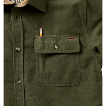 Men's Plaid Flannel Shirt with Corduroy Cuffs - Army