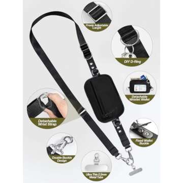 Tiostep Adjustable Phone Lanyard with RFID Wallet