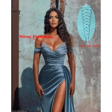 Elegant Dymaisei Off Shoulder Satin Prom Dress