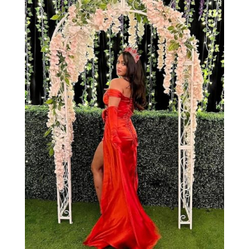 Elegant Dymaisei Off Shoulder Satin Prom Dress