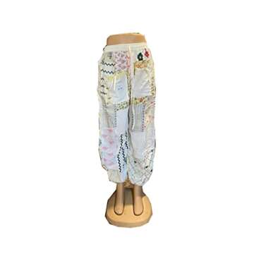 KRAAFTY Patchwork Harem Pants with Pockets, Hippie Boho Rayon Festival Clothing Super Comfy Unisex Harem Pant with Pocket (White)