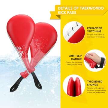 Lenwen 4 Pcs Taekwondo Training Set, 2 Rebreakable Taekwondo Breaking Boards & 2 Kick Pads for Martial Arts Training Karate Equipment Punching Target Youth Beginners(Red-Yellow-Blue,0.24'',0.31'')