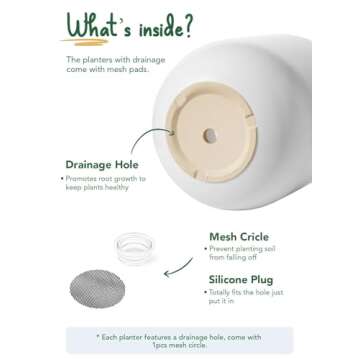 LE TAUCI 12 Inch Stylish Ceramic Planters for Indoor Plants