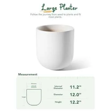 LE TAUCI 12 Inch Stylish Ceramic Planters for Indoor Plants