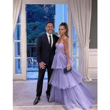 Charming Dusty Blue Tiered Prom Dress for Teens