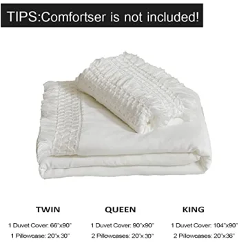 Elegant Boho White Queen Duvet Cover Set with Tassels