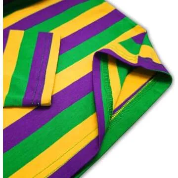 Remimi Kid Carnival Stripes Top Mardi Gras New Orleans T-Shirt Fat Tuesday Long Sleeve Shirts Parade Party Crewneck Shirts 9-10 Years