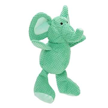 goDog Checkers Elephant Squeaky Plush Dog Toy, Chew Guard Technology - Green, Large