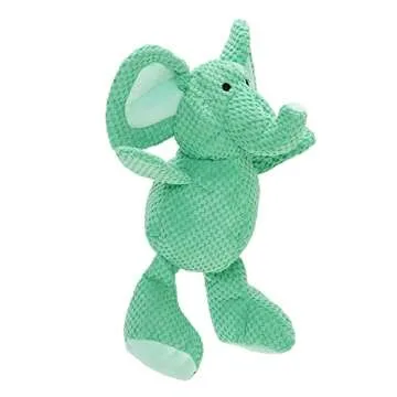 goDog Checkers Elephant Squeaky Plush Dog Toy, Chew Guard Technology - Green, Large