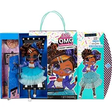 LOL Surprise OMG Present Surprise Fashion Doll Miss Glam with 20 Surprises, Birthday Inspired, 5 Fas...