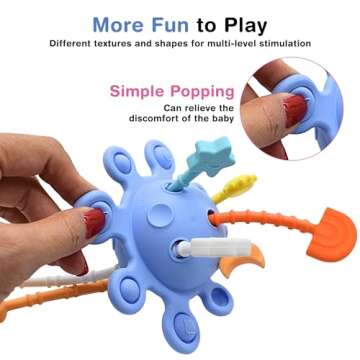 Food Grade Silicone Montessori Pull String Activity Toy, Montessori Pull String Toys for 1 2 Year Old, Fine Motor Sensory Toy for Babies Toddlers, 1 Year Old Girl Gifts Toys for Babies 12M+