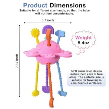 Food Grade Silicone Montessori Pull String Activity Toy, Montessori Pull String Toys for 1 2 Year Old, Fine Motor Sensory Toy for Babies Toddlers, 1 Year Old Girl Gifts Toys for Babies 12M+