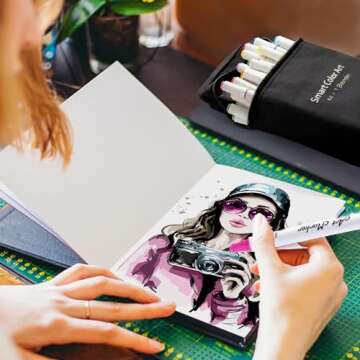 Smart Color Art Art Markers, 44 Coloring Markers and 1 Blender, 45 Pack Alcohol Based Dual Tip Permanent Highlighters with Case, Excellent for Adults Kids Marking Drawing Sketching