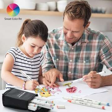 Smart Color Art Art Markers, 44 Coloring Markers and 1 Blender, 45 Pack Alcohol Based Dual Tip Permanent Highlighters with Case, Excellent for Adults Kids Marking Drawing Sketching