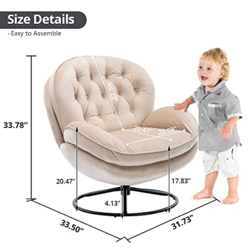 Velvet Swivel Accent Chair and Ottoman Set