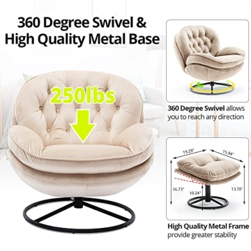 Velvet Swivel Accent Chair and Ottoman Set