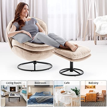 Velvet Swivel Accent Chair and Ottoman Set