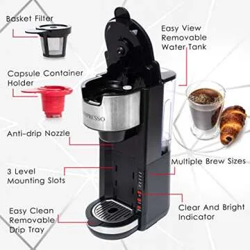 Mixpresso Coffee Maker for K-Cups and Ground Coffee