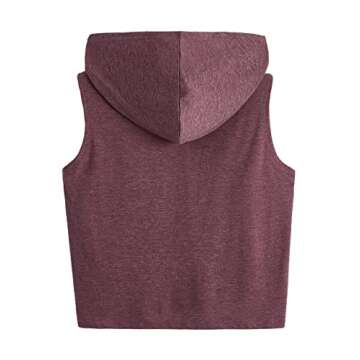 SweatyRocks Women's Summer Sleeveless Hooded Tank Top T-Shirt for Athletic Exercise Relaxed Breathable Red Violet M