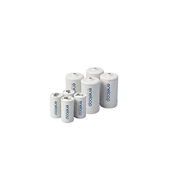 Eneloop Spacers 4 C Size Spacers & 4 D Size Spacers for Use with Ni-MH Rechargeable AA Battery Cells...