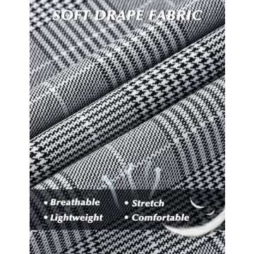 Tapata Women Wide Leg Pants High Waisted Dress Trousers Casual Elastic Pockets Business Work Slacks, Plaid Black, 4