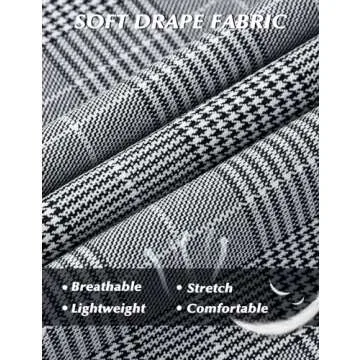 Tapata Women Wide Leg Pants High Waisted Dress Trousers Casual Elastic Pockets Business Work Slacks, Plaid Black, 4