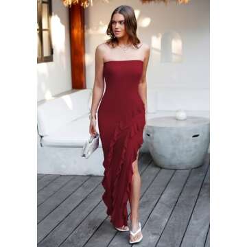 Capuffy Strapless Evening Maxi Dress with High Slit